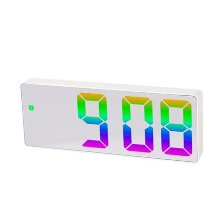 Led Spejl Digitalt Vækkeur Nattilstand Bordur HVID