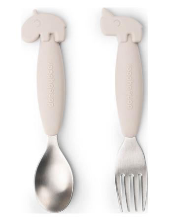 Easy-Grip Spoon And Fork Set Deer Friends Sand Home Meal Time Cutlery Beige D By Deer
