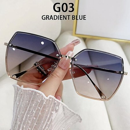 Lyxiga Solglasögon Dam 2023 Överdimensionerade Bågfria Mode Glasögon Fyrkantiga Vintage Shades Lunette De Soleil Femme Gafas De Sol Mujer (FMY)
