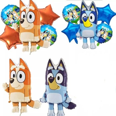 26" Bingo Bluey Fest Dekorationer Fødselsdag Folie Balloner Blå Orange A