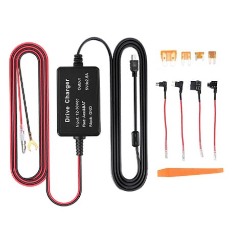 Dash Cam Hardwire Kit 12V?30V til 5V 11.6V Lavspenningsbeskyttelse Overopphetingssikker Dashcam Strømledning Lader Hardwiring Sett