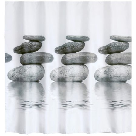 Grå Duschdraperi i Sten, Vattentätt, Mögelresistent med Hängande Krokar #2