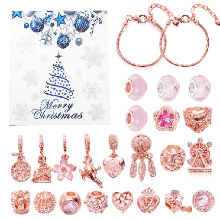 2023 Julekalender - Adventskalender - DIY Armbånd For Jenter Barn - Gull-B gul yellow
