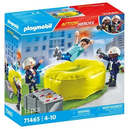 PLAYMOBIL 71465 Brandmän med räddningskudde - Action Heroes - Brandmän - från 4 år och uppåt