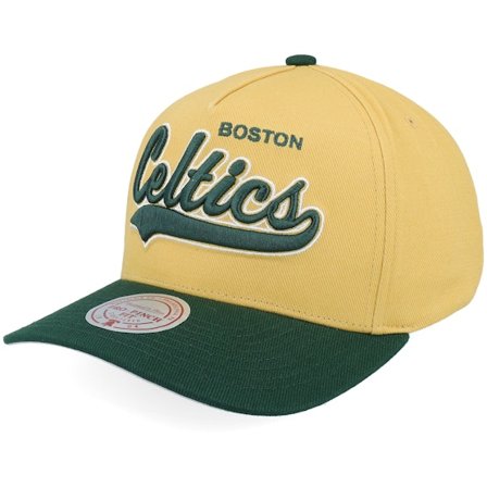 Mitchell & Ness - Beis adjustable Gorra - Boston Celtics Harvest Gold Pro Crown Gold/Green A-Frame Adjustable @ Hatstore