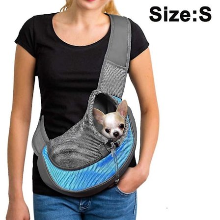 Bæresele til kæledyr, åndbar mesh rejse kæledyr håndfri slyngetaske justerbar polstret rem forreste pung enkelt skuldertaske til hunde katte(S)