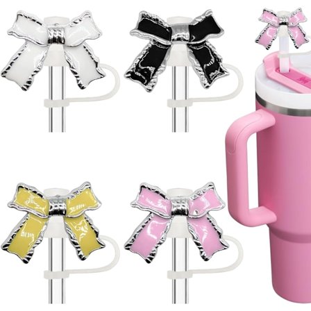 Sødt sløjfe sugerørsdæksel til Stanley Tumbler-kopper - Genanvendelige sugerørstoppe Silikone sugerørsdæksler Beskyttere til 8 mm sugerørstilbehør