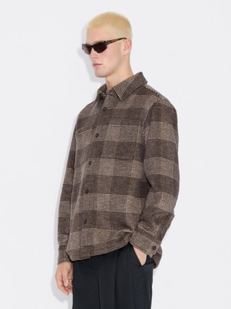 Holzweiler - Mildew Flannel Overshirt - Brown Check - Mens - Extra Small