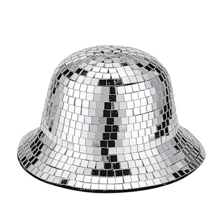 Disco-pallohattu Valkoinen paljettihattu Disco-pallofestivaalilippis Disco-juhlalakki Dekoraatio