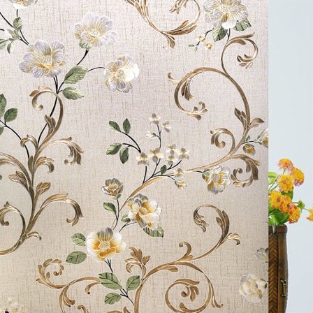 Vindusfilm med blomstermønster, dekorativt film i vinyl, uten lim