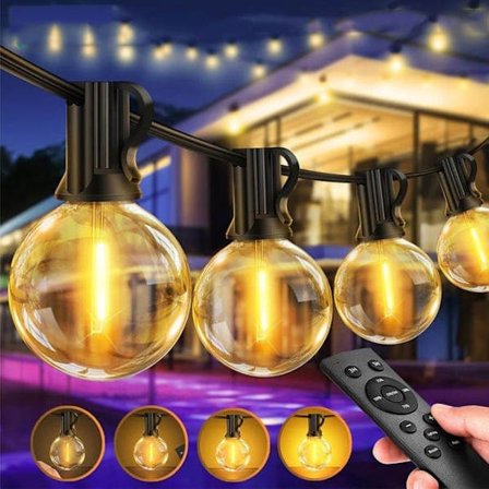 Dimbar lyslenke 15/30M for utendørs bruk med fjernkontroll, G40 LED, IP44 vanntett, 25/50+2 G40 LED-pærer