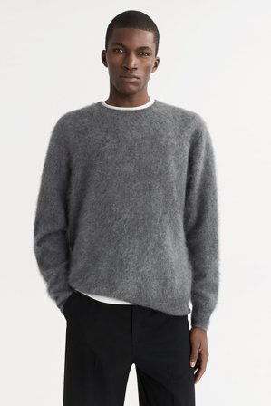 Soft Goat - Men's Brushed Crewneck - Kashmirtröja herr - XL - Grey