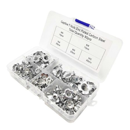 90 stk. 4-benet T-møtrik, Kulstofstål T-møtrikker, M3/M4/M5/M6/M8, Træbearbejdning Møbler, Kulstofstål T-indsatsmøtrik