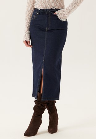 Bubbleroom - Denim Midi Skirt - Midnight blue - Kläder