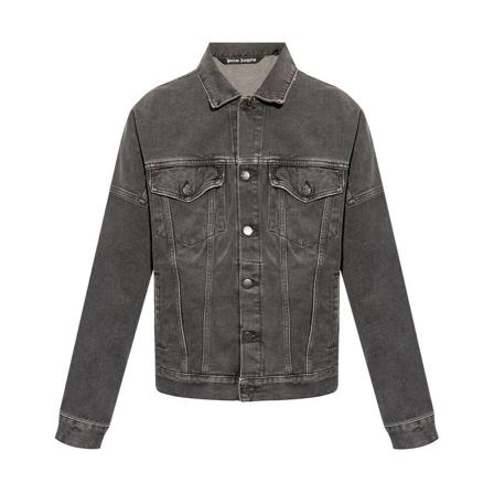 Palm Angels Denim jacket with logo , Zwart , Heren , Maat: L