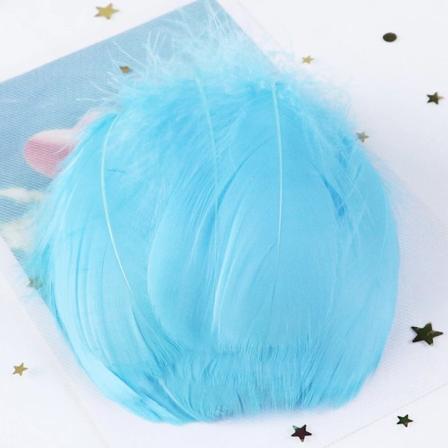 100 stk./sæt Farvede Gåsefjer 5-8 cm 8-12 cm Naturlige Fjer Håndværk til Bryllup DIY Håndværk Drømmfangere Dekorative Fjer Sky Blue 100PCS 5-8CM