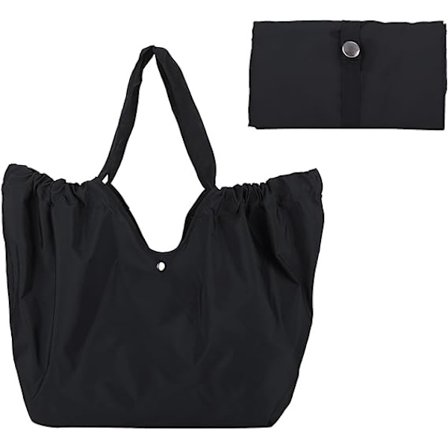 Indkøbspose, sammenklappelig indkøbspose, vandtæt genanvendelig indkøbstaske til daglig brug, rejser, picnic, camping, sort