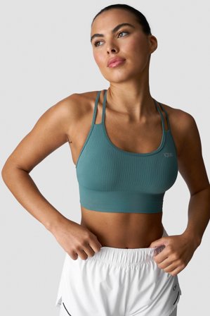 ICANIWILL - Ribbed Define Seamless Sports Bra Light Jungle Green - Dame - ICIW