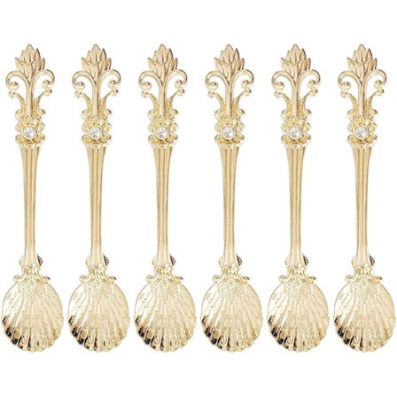 6 st Vackra och Eleganta Skedar Retro Kaffesked Vintage Tesked Dessertsked för Kök Espresso