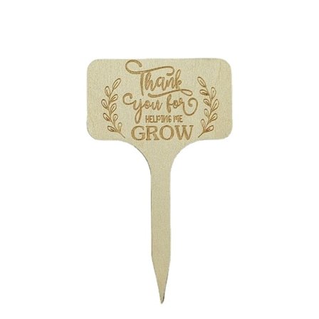 Morsomme planteskilt i tre - Takk for at du hjelper meg å vokse - Markør for planter - Skilt for frø, blomster og potteplanter (4 stk.)