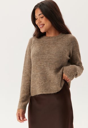 Pieces Ellen LS O-Neck Knit Fossil Klær