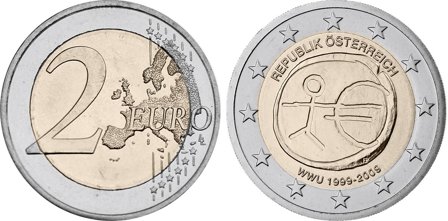 Østrig 2009 - 10 år for Den Økonomiske og MonetæreUnion - 2 euro mønt