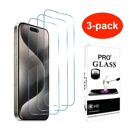 RY-3-pack Härdat glas iPhone 16 Pro Max - Skärmskydd Transparent iPhone 16 Pro Max
