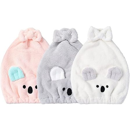 Søte Koala Håndkle for Hårtørking, Barn Hårhette, 3 Pakker Mikrofiber Håndkle Wrap for Kvinner Jenter (Koala)