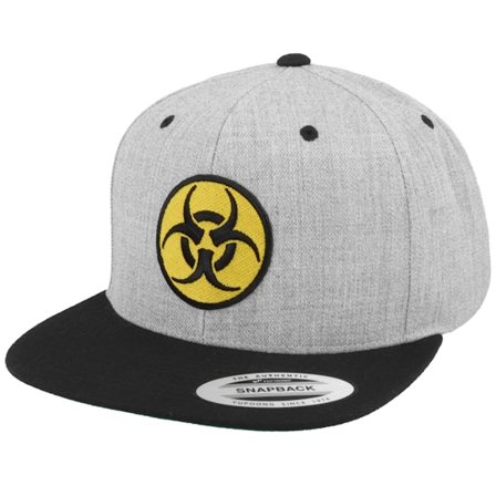 Iconic - Grå snapback Caps - Biohazard Grey/Yellow Snapback @ Hatstore