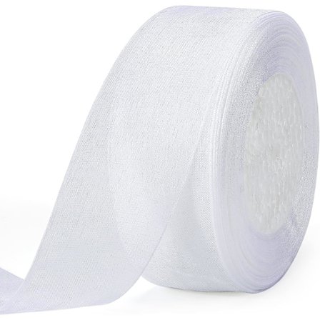 4cm x 45M Organza Bånd, Hvid Transparent Organza Bånd, Organza Bånd Rulle, til Bryllup Jul Kageindpakning