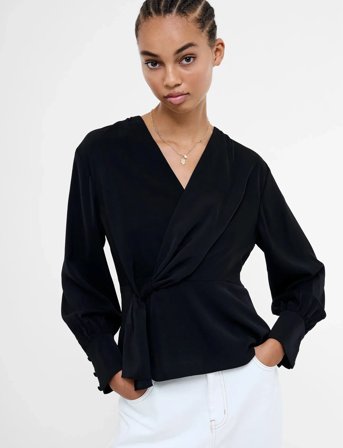 French Connection Laurel Crepe Peplum Top - Black - 40