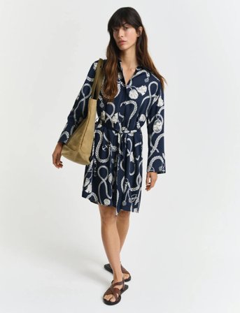 GANT Rel Sailing Print Shirt Dress - Navy - 34