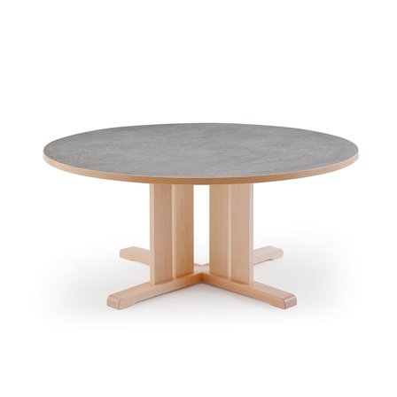 Table KUPOL, round, Ø1200x600 mm, grey linoleum, birch