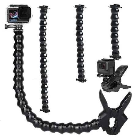 Flex Clamp Arm Fäste med Justerbar Svanhals Flexibla Käftar Clip Fäste Hållare för GoPro Hero 10 9 8 7 4 Actionkamera Stöd-Perfet