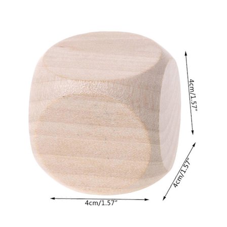 Treklosser Håndverk Blank Terning Seks Sidige D6 Flater Tre Firkantblokker for Puslespilllaging Håndverk og DIY Terninger (LGL)