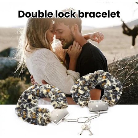 Metall Handbojor BDSM I Med Fuskpäls I Plysch I Inkl. 2 Nycklar I Pantermönster - Heminredning