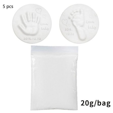 5 Styck Nyfödd Baby Handavtryck Footprint Mud VIT