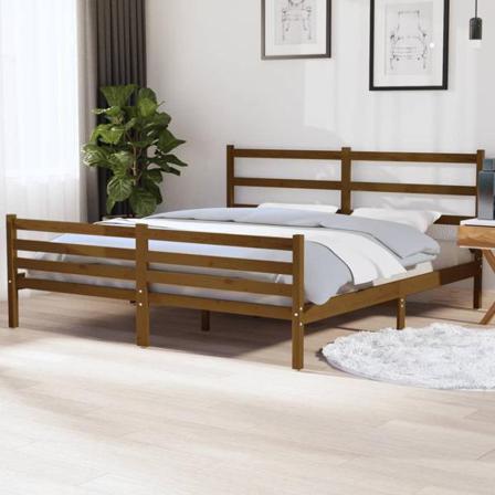 Vidaxl Sängram Honungsbrun Massiv Furu 180x200 Cm Brun