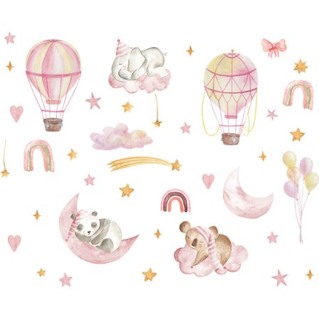 Et sett med stjerner skyer dyr vegg klistremerker, vegg vindu vegg klistremerke