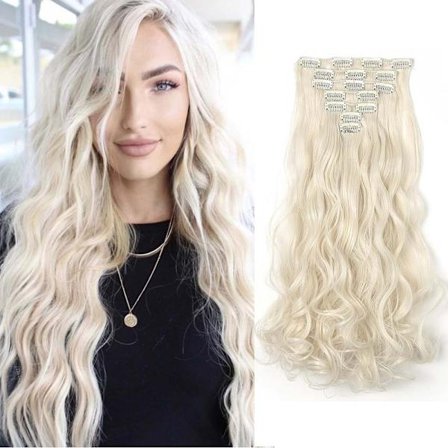 22 tums eleganta sexiga lockiga hårförlängningar 7 st/set 16 clips Long Curly Wave-Body Wave Hair Extensions Clip in hair extensions