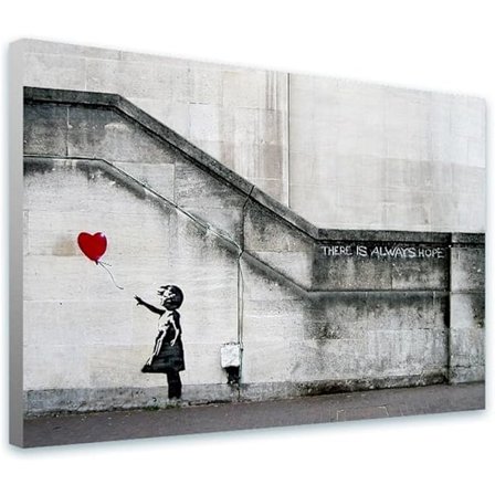 Wieco Art Lærredsprint Banksy Graffiti Vægkunst "Pige med Rød Ballon" Stue Soveværelse Boligindretning Maleri (Uindrammet)