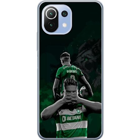 Yhteensopiva Puhelinkuori Xiaomi Mi 11 Lite Neonmotiivi, jossa teksti "Gaming is in my DNA" sinisenä ja punaisena tiiliseinällä, jossa loistava DNA-sp