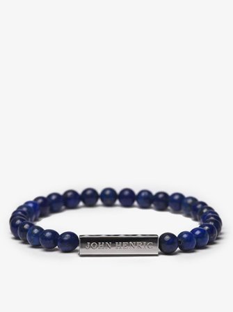 John Henric Men's Blue Beaded Bracelet Wagga Size 22cm