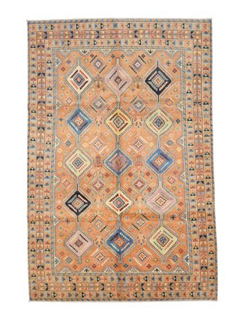 Noué À La Main Kazak Fine Tapis 203X306 De Laine Marron/Orange