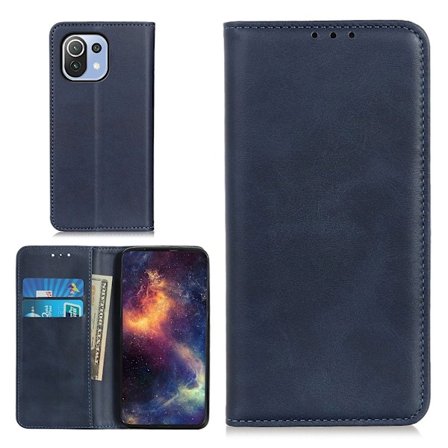 Wallet-style ægte Læder Flipcase til Xiaomi Mi 11 Lite 5G / Mi Lite - Blå
