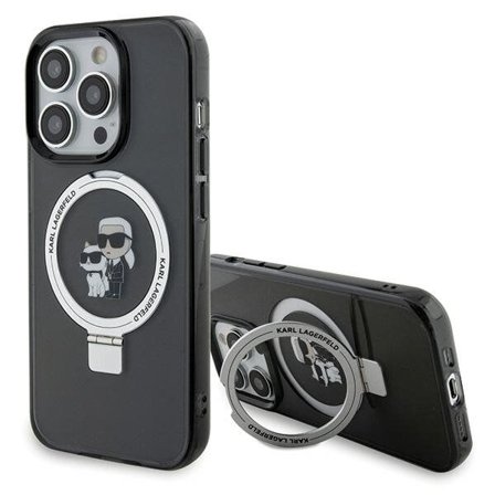 Karl Lagerfeld KLHMP15XHMRSKCK iPhone 15 Pro Max 6.7" musta kovakotelo Ring Stand MagSafe