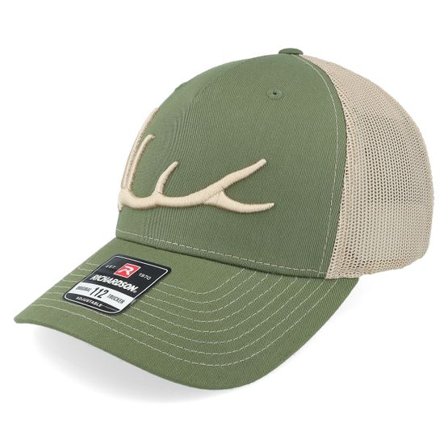 Hunter - Grön trucker Keps - Elk Antler 3d 112fp Split Olive/Tan Trucker @ Hatstore