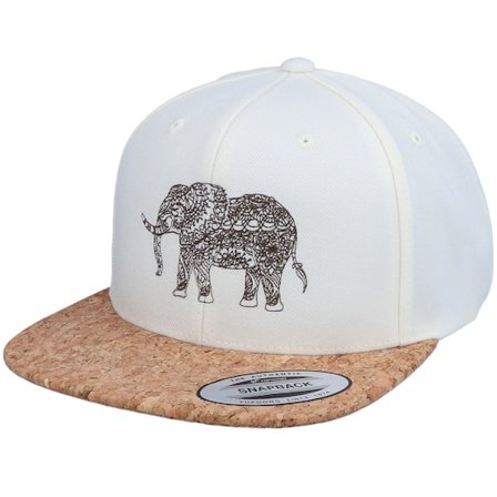 Iconic - Vit snapback Keps - Elephant Mandala Natural/Cork Snapback @ Hatstore