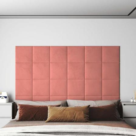 Vidaxl Väggpaneler 12 St Rosa 30x30 Cm Sammet 1,08 M² Rosa