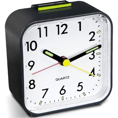 Stille Vekkerklokke Batteridrevet Lydløs Nattbordsklokke Stor Skjerm Grunnleggende Soveromsklokke (Svart)